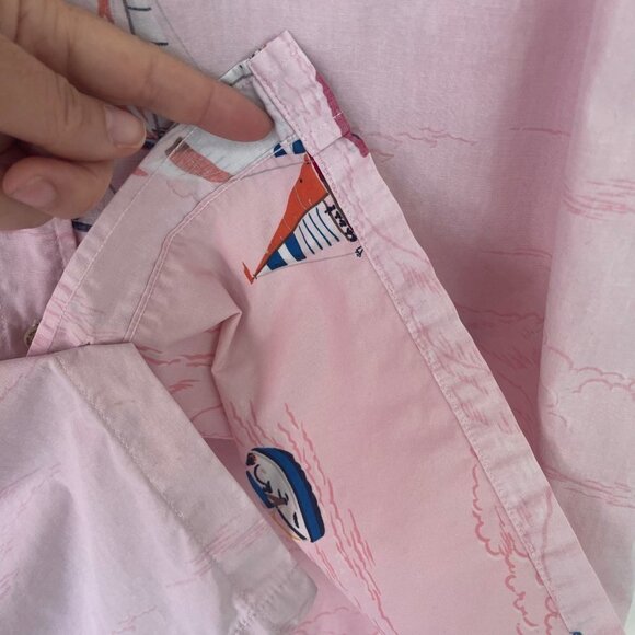 Reyn Spooner Mens Shirt Pink Size XL Button Front Sailboat Print Pure Cotton - Picture 9 of 11